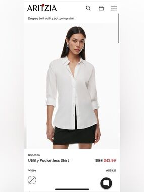 Babaton White Drapey Utility Button-Down Shirt